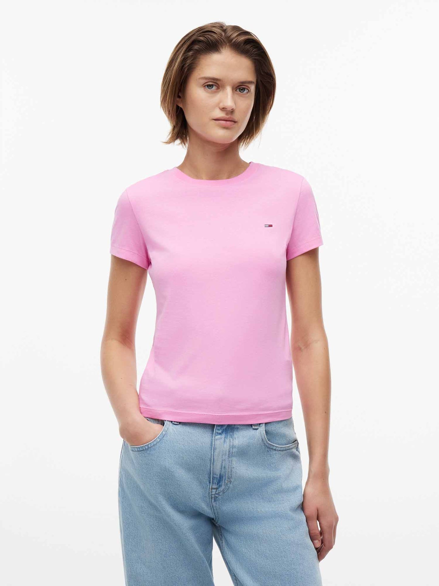 Tommy Hilfiger Tommy Jeans Slim Tee, t-shirt maniche corte da donna rosa