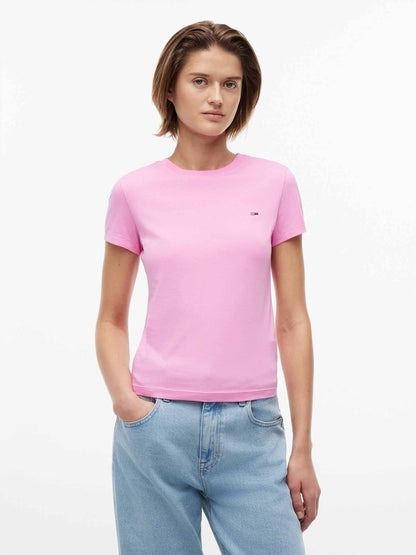 Tommy Hilfiger Tommy Jeans Slim Tee, t-shirt maniche corte da donna rosa