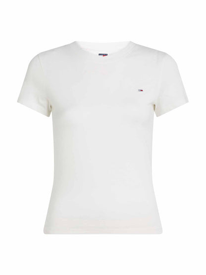 T-SHIRT SLIM C-NECK TOMMY JEANS DONNA ECRU'