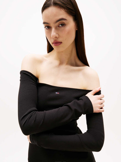 VESTITO A MANICA LUNGA TOMMY JEANS DONNA NERO