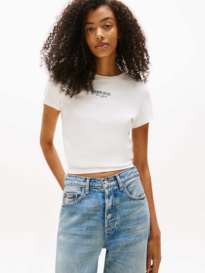 T-SHIRT SLIM ESSENT TOMMY JEANS DONNA BIANCO