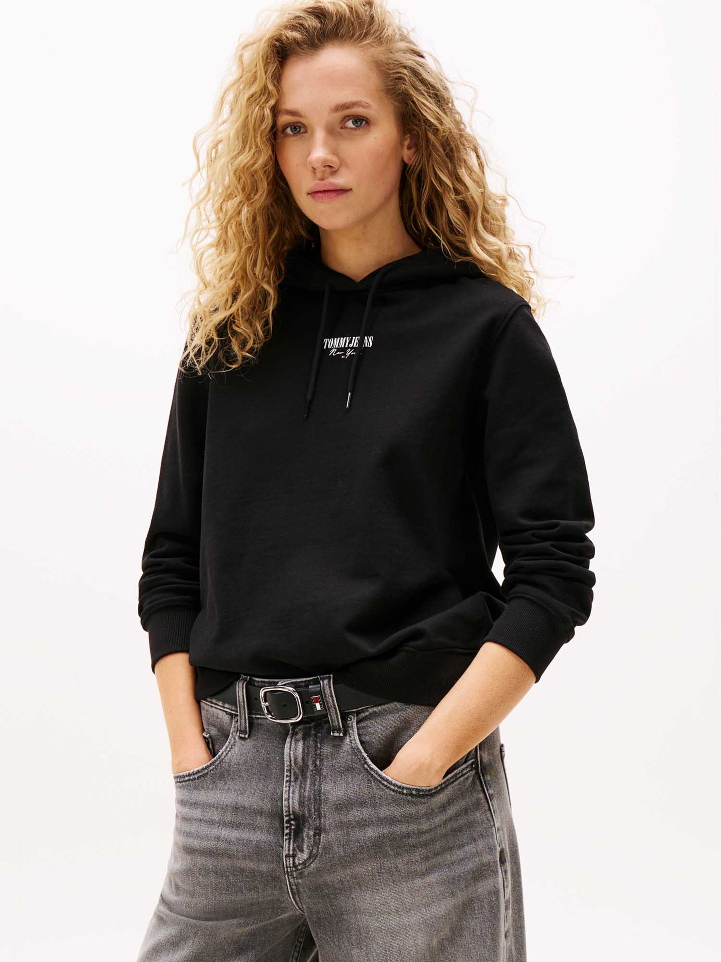 FELPA CON LOGO ESSENTIALS TOMMY JEANS DA DONNA NERO