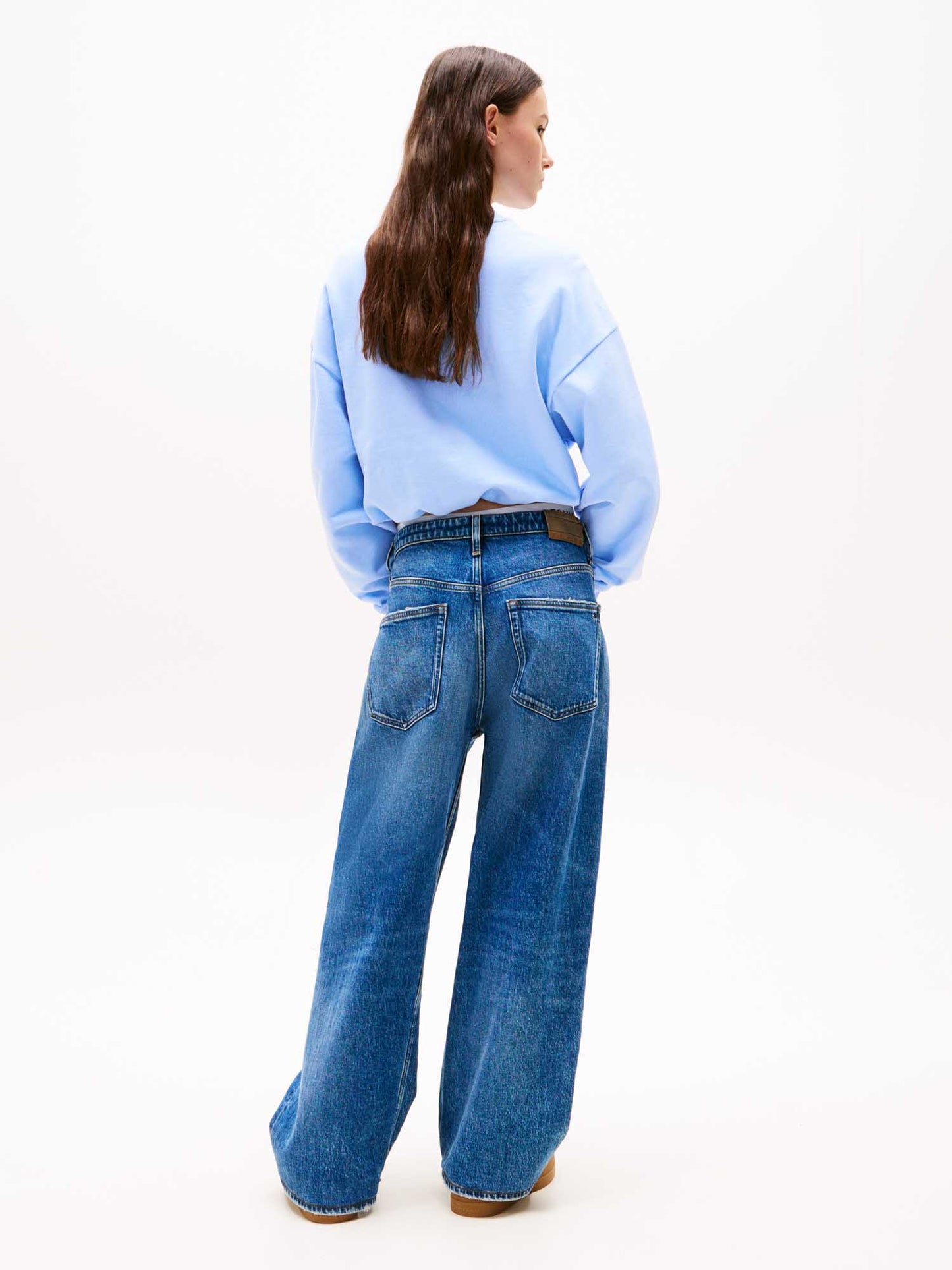 FELPA CROP GIROCOLLO TOMMY JEANS DA DONNA CELESTE