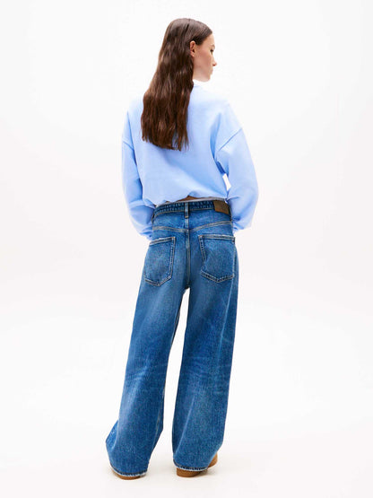 FELPA CROP GIROCOLLO TOMMY JEANS DA DONNA CELESTE