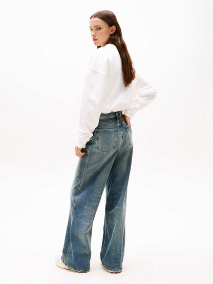 FELPA CROP GIROCOLLO TOMMY JEANS DA DONNA BIANCO