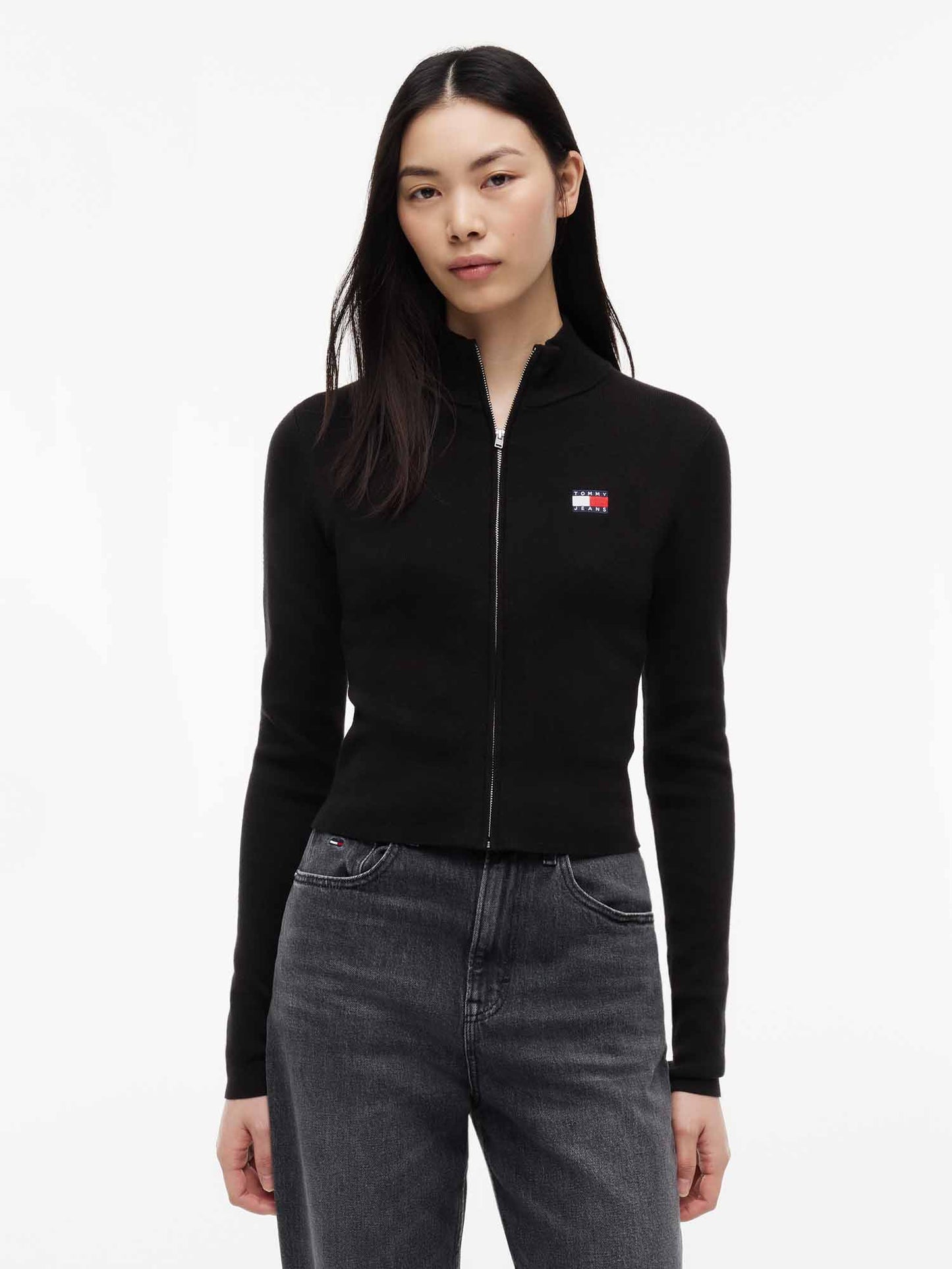 Tommy Hilfiger Zip Card, maglia da Donna nera