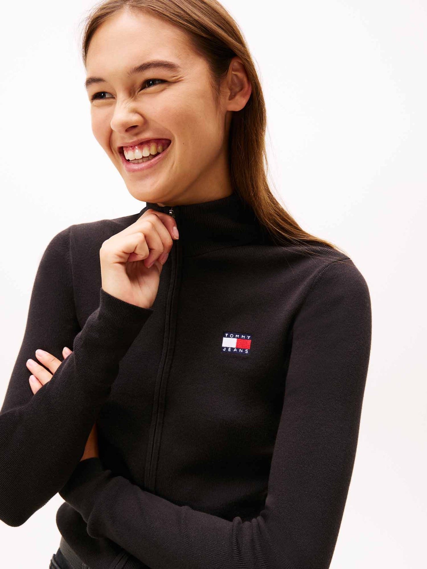 Tommy Hilfiger Zip Card, maglia da Donna nera