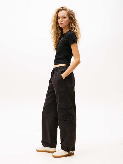 PANTALONE CARGO ELASTICATED TOMMY JEANS DONNA NERO