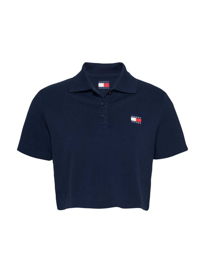 POLO CROPPED BADGE TOMMY JEANS DONNA BLU