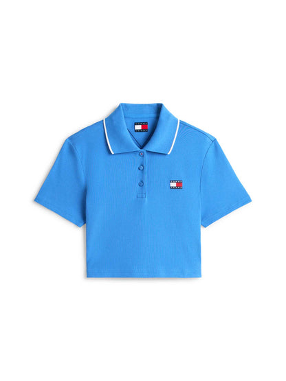 Tommy Jeans Polo cropped a maniche corte royal donna