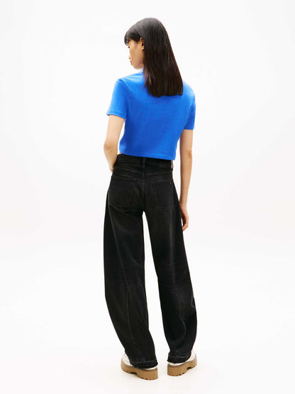 Tommy Jeans Polo cropped a maniche corte royal donna