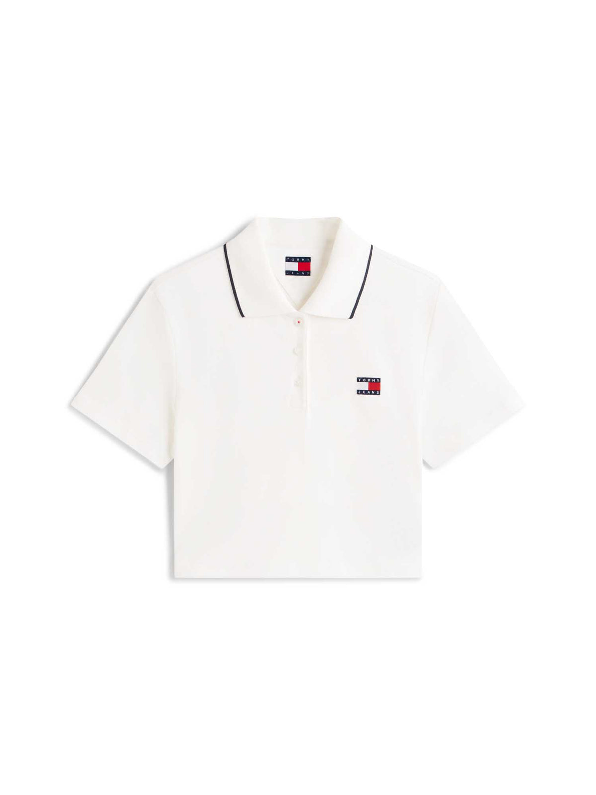Tommy j. crop badge polo da donna bianco