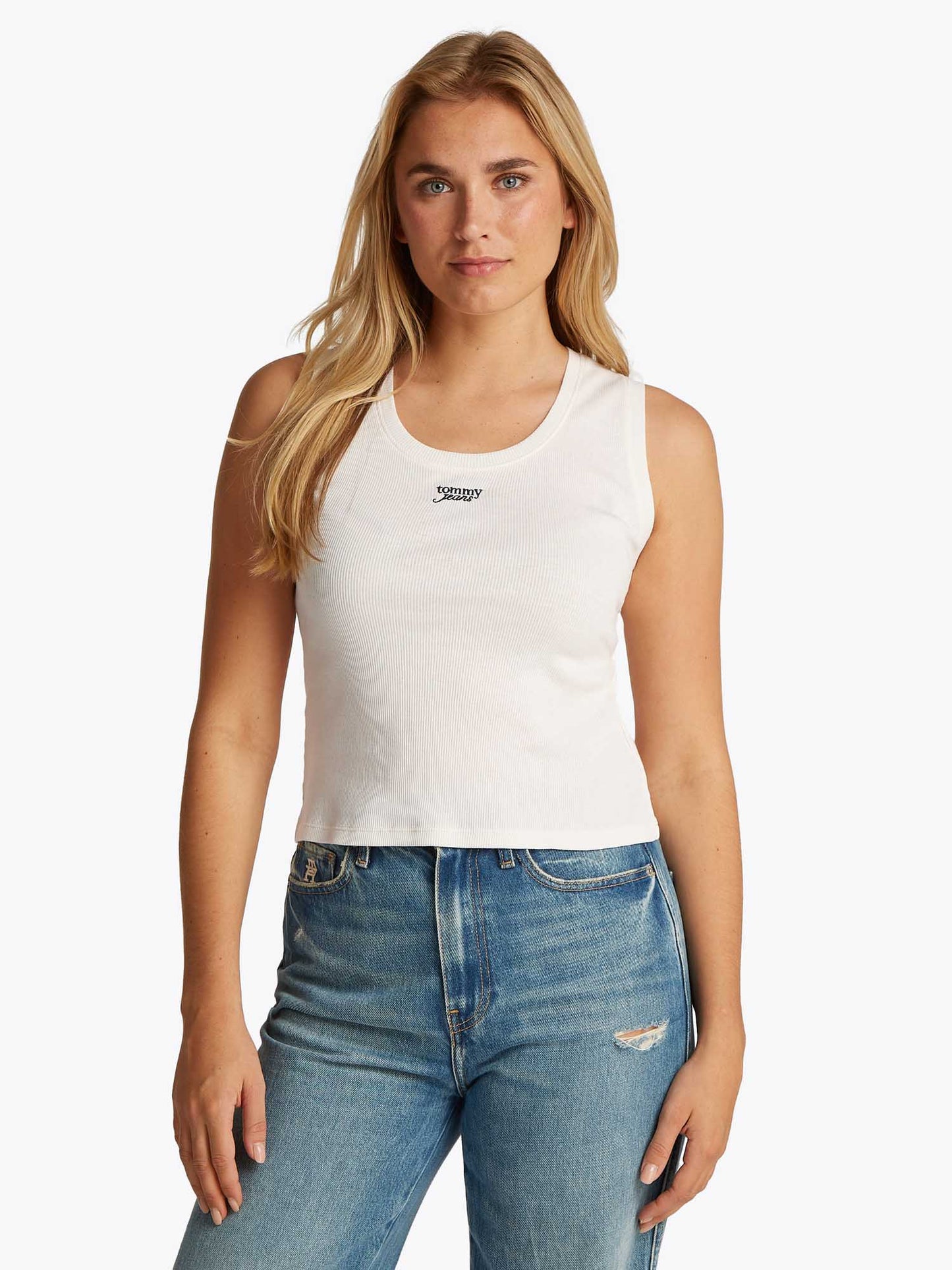 CANOTTA SLIM SCRIPT TOMMY JEANS DONNA BIANCO