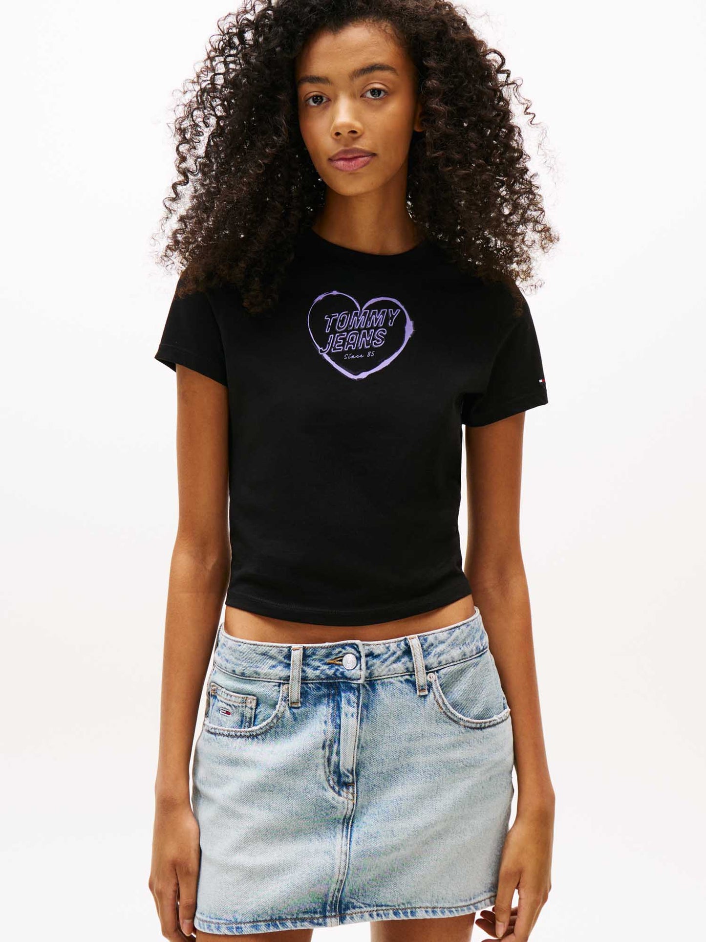 T-SHIRT SLIM HEART TOMMY JEANS DONNA NERO