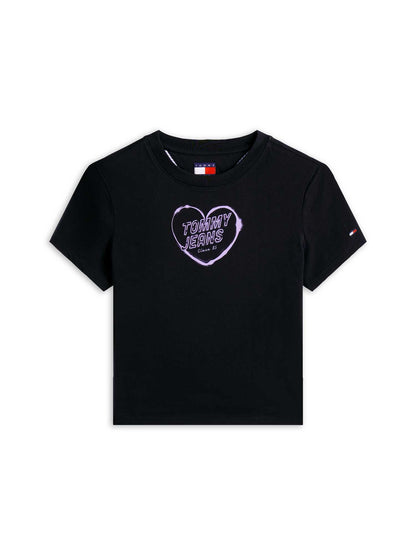 T-SHIRT SLIM HEART TOMMY JEANS DONNA NERO