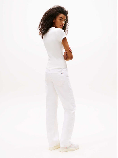 T-SHIRT SLIM SCRIPT TOMMY JEANS DONNA BIANCO