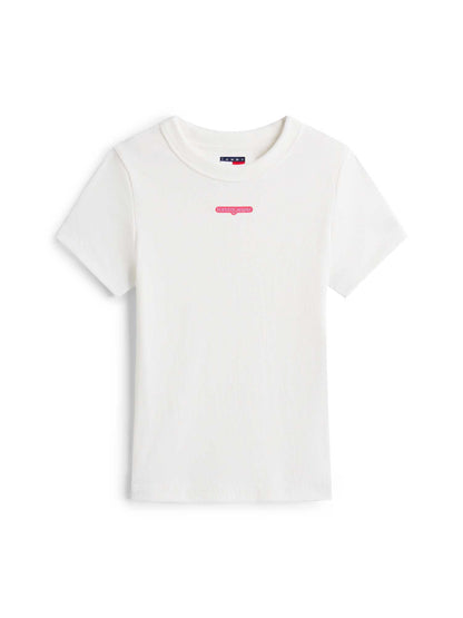 T-SHIRT SLIM SCRIPT TOMMY JEANS DONNA BIANCO
