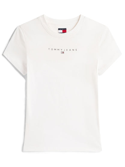 T-SHIRT SLIM LINEAR TOMMY JEANS DA DONNA BIANCO