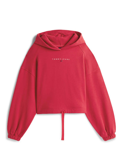 FELPA CROP CON CAPPUCCIO TOMMY JEANS DA DONNA FUXIA