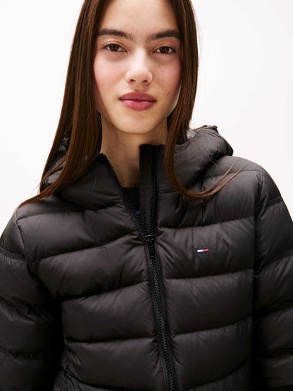 PIUMINO CON CAPPUCCIO SLIM FIT TOMMY JEANS DA DONNA NERO