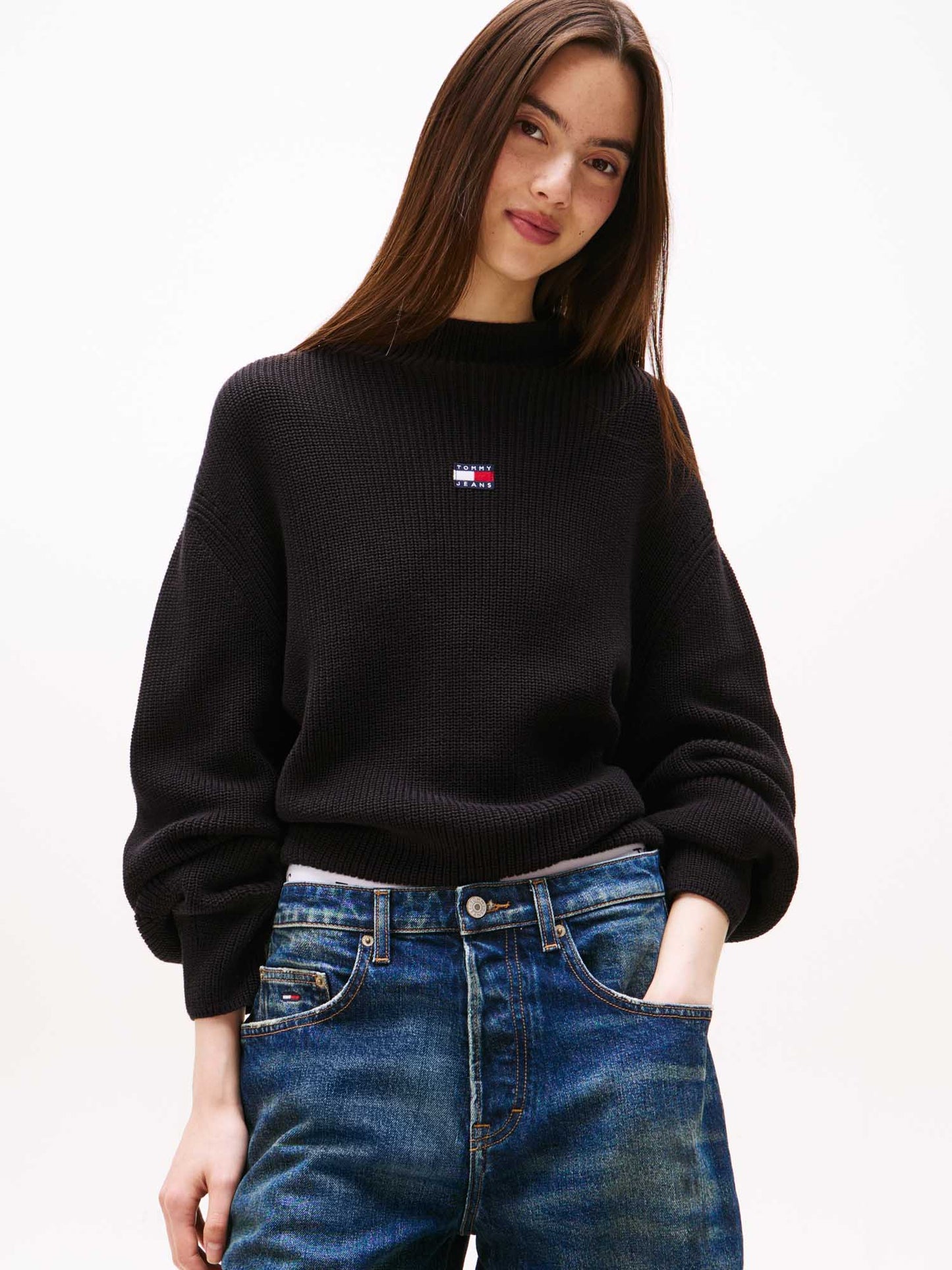 PULLOVER RELAXED FIT TOMMY JEANS DA DONNA NERO