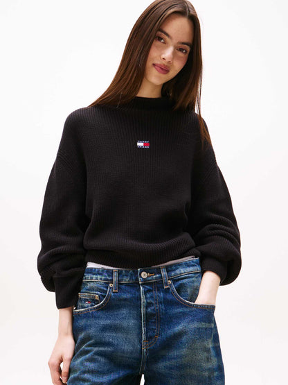 PULLOVER RELAXED FIT TOMMY JEANS DA DONNA NERO