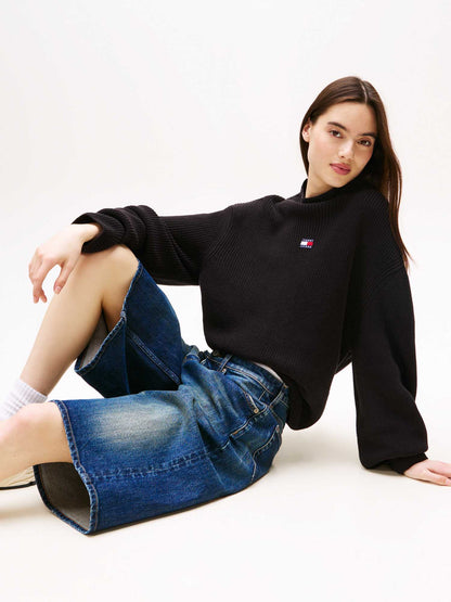 PULLOVER RELAXED FIT TOMMY JEANS DA DONNA NERO