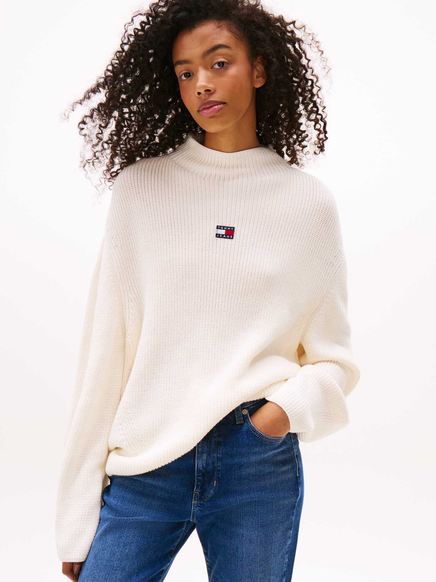PULLOVER RELAXED FIT TOMMY JEANS DA DONNA BIANCO