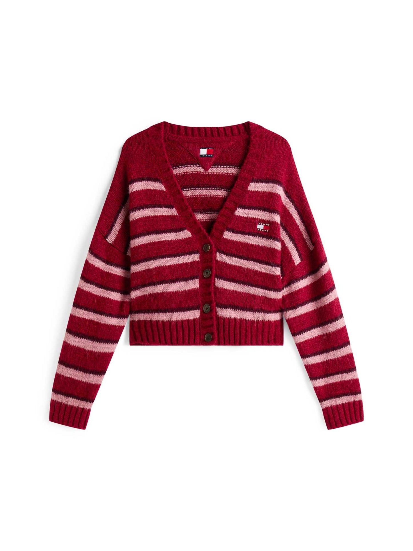 CARDIGAN A RIGHE TOMMY JEANS DA DONNA BORDEAUX