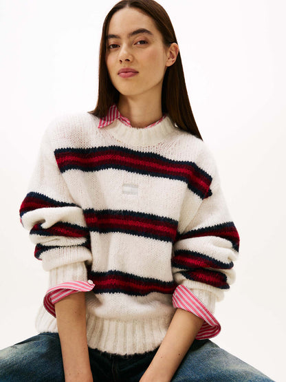 MAGLIONE A STRISCE TOMMY JEANS DA DONNA PANNA