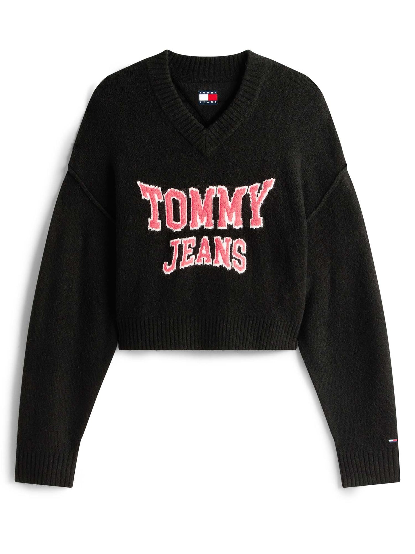MAGLIONE VARSITY CON SCOLLO A V TOMMY JEANS DA DONNA NERO