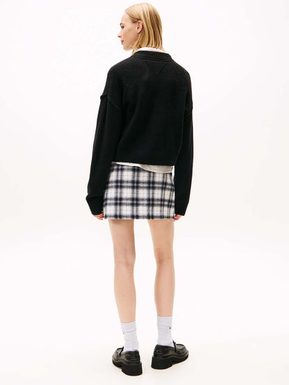 MAGLIONE VARSITY CON SCOLLO A V TOMMY JEANS DA DONNA NERO