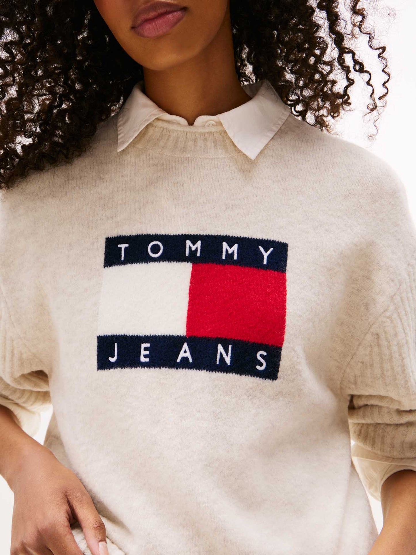 PULLOVER FLAG TOMMY JEANS DA DONNA PANNA