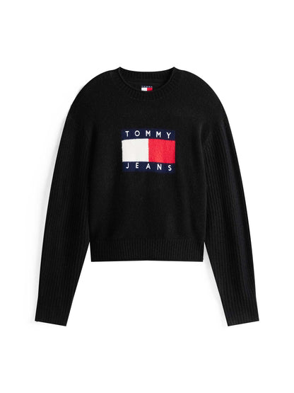 PULLOVER FLAG TOMMY JEANS DA DONNA NERO