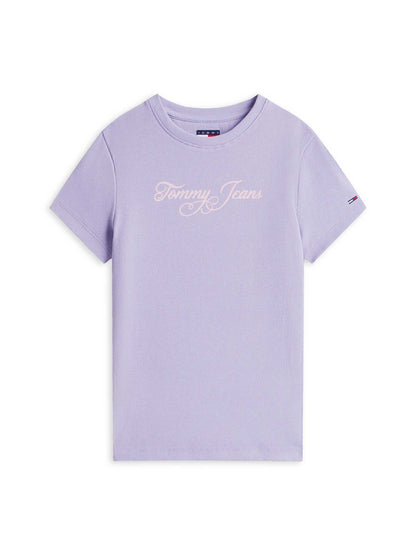Tommy Jeans Essentials Logo, t-shirt slim fit lilla da donna