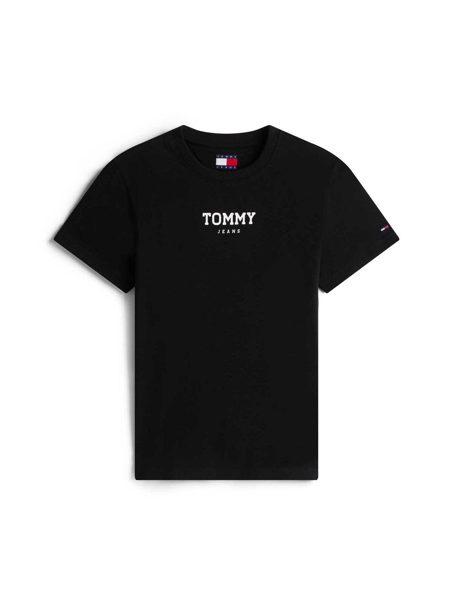 T-shirt nera Tommy Jeans da donna con logo iconico