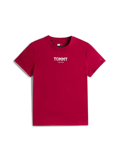 Tommy Jeans T-shirt donna rossa regular con logo iconico
