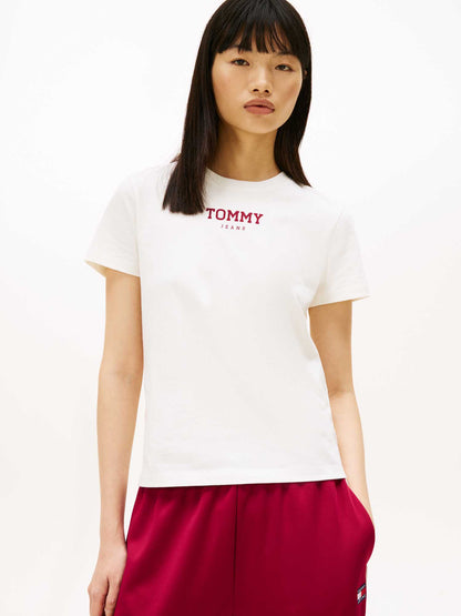 Tommy Jeans t-shirt da donna bianca regular con logo sul petto