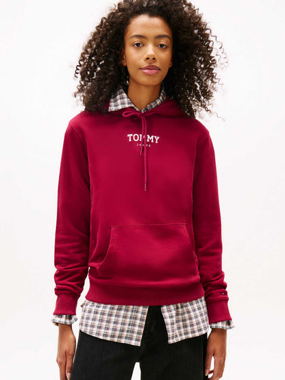 Felpa con cappuccio bordeaux Tommy Jeans Essentials da donna