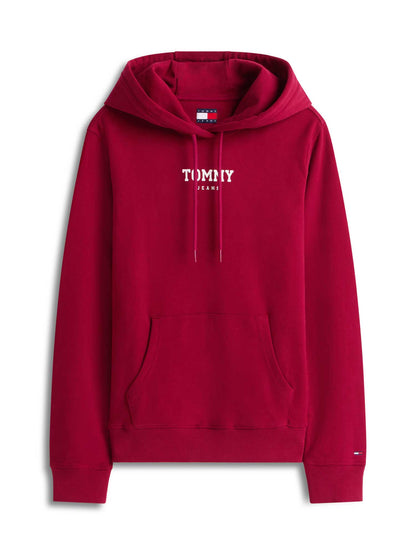 Felpa con cappuccio bordeaux Tommy Jeans Essentials da donna
