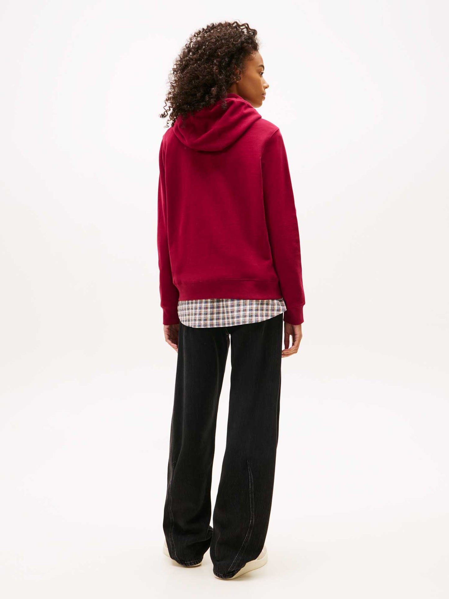Felpa con cappuccio bordeaux Tommy Jeans Essentials da donna