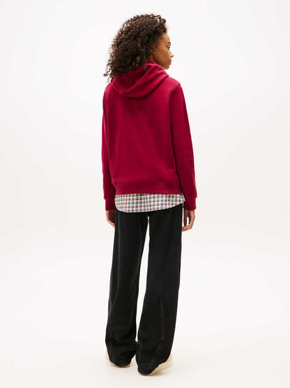 Felpa con cappuccio bordeaux Tommy Jeans Essentials da donna
