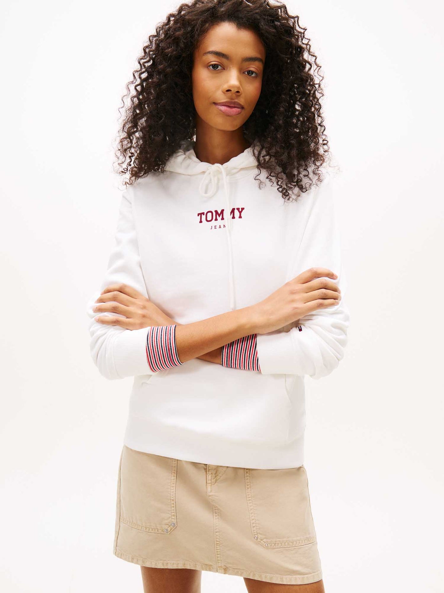 Felpa con cappuccio Tommy Jeans Essentials da donna bianca