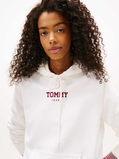Felpa con cappuccio Tommy Jeans Essentials da donna bianca