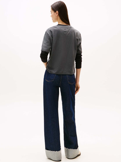 T-SHIRT CON LOGO LEOPARDATO TOMMY JEANS DA DONNA NERO