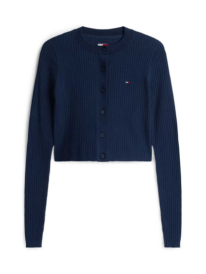 Cardigan cropped blu Tommy Jeans con logo donna