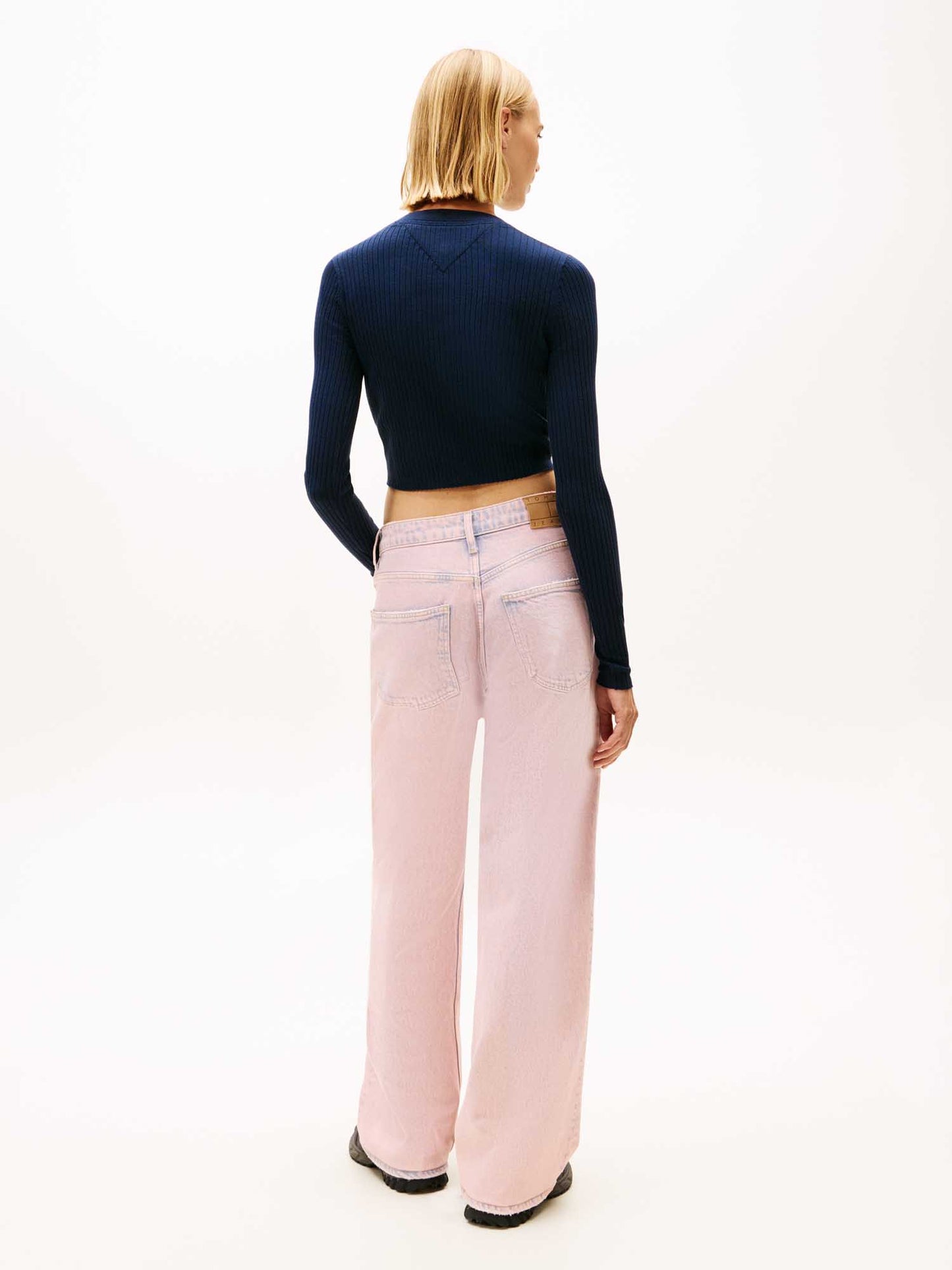 Cardigan cropped blu Tommy Jeans con logo donna