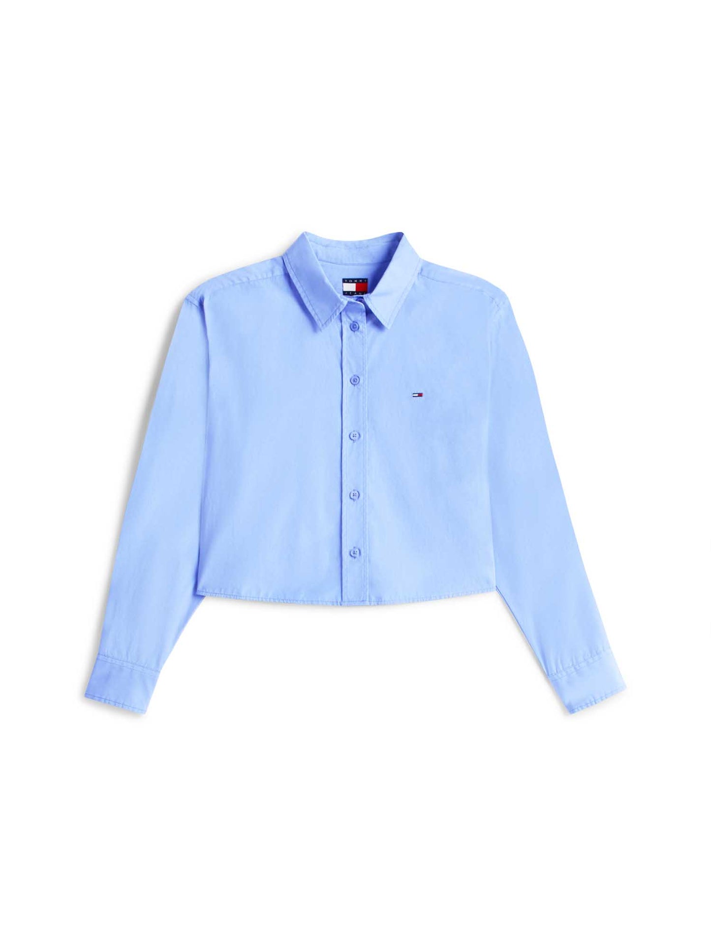 Camicia cropped azzurra in cotone da donna Tommy Jeans
