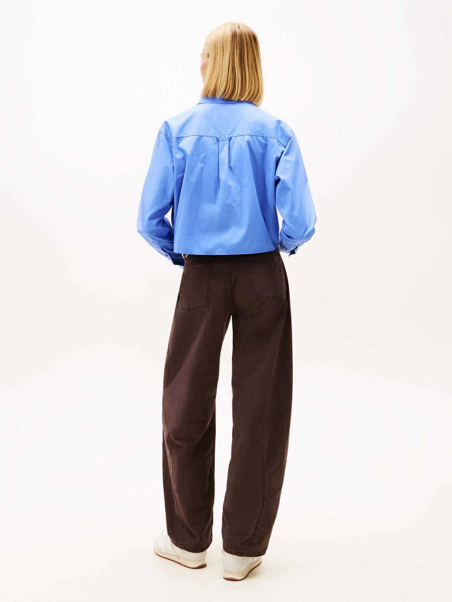 Camicia cropped azzurra in cotone da donna Tommy Jeans