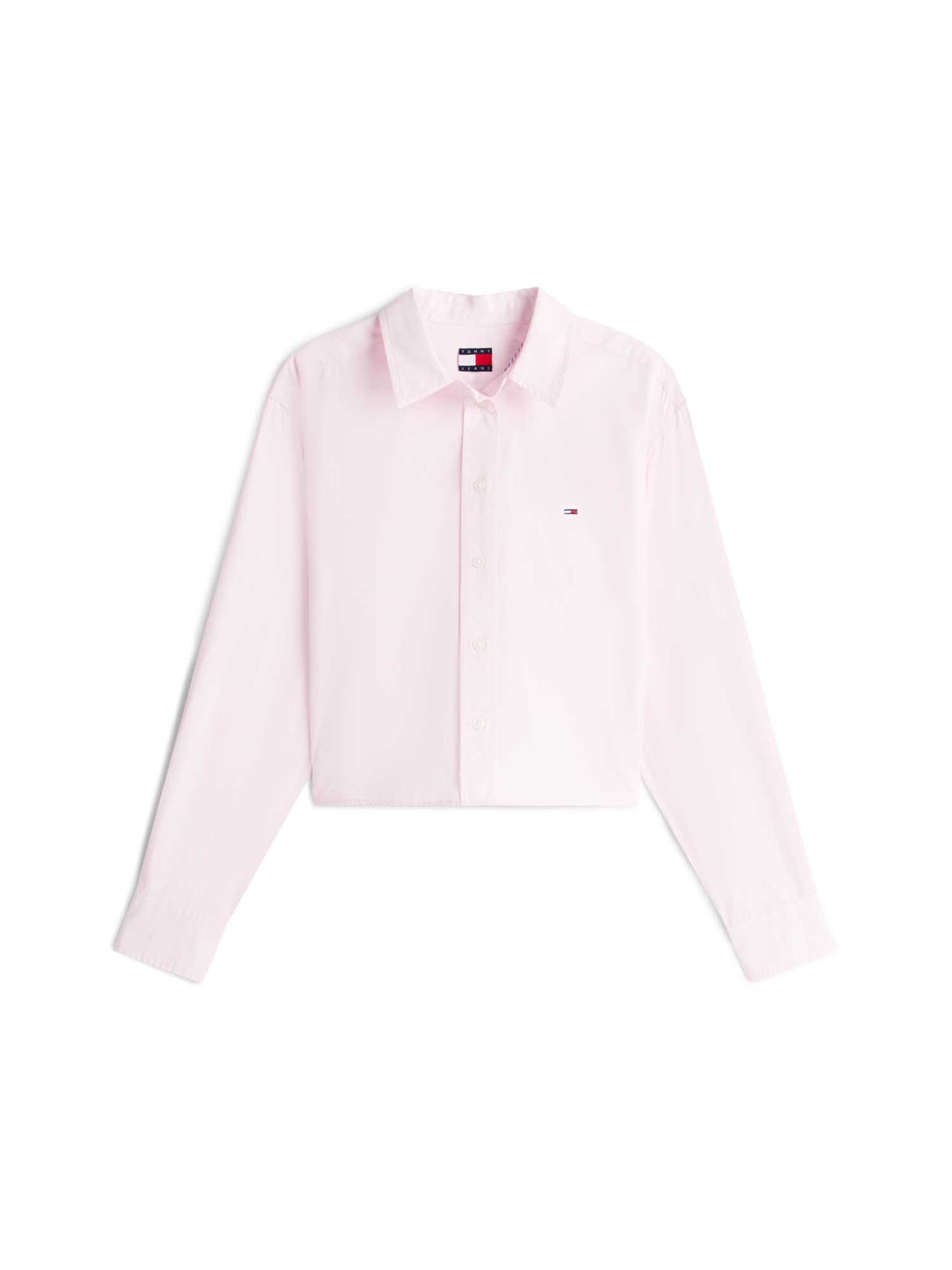 Camicia cropped rosa Tommy Jeans da donna in cotone
